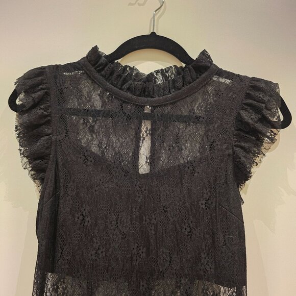 Vici Lace insert Midi Dress. Black, Small - Picture 3 of 6